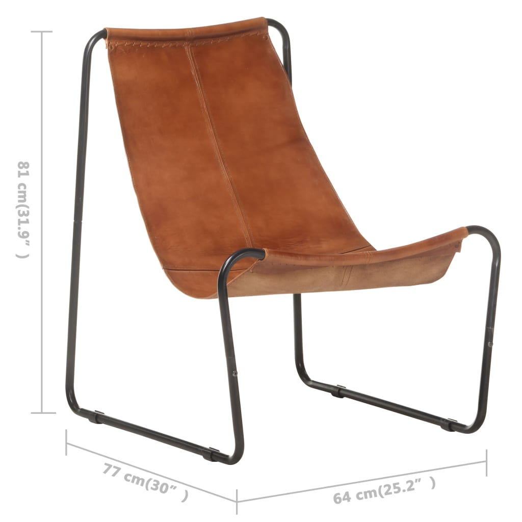 Vidal Relaxing Chair, Brown Leather