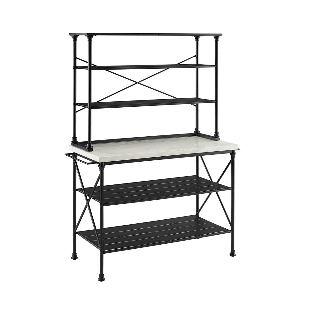 Madeleine Kitchen Island And Hutch, Matte Black (2 pcs)