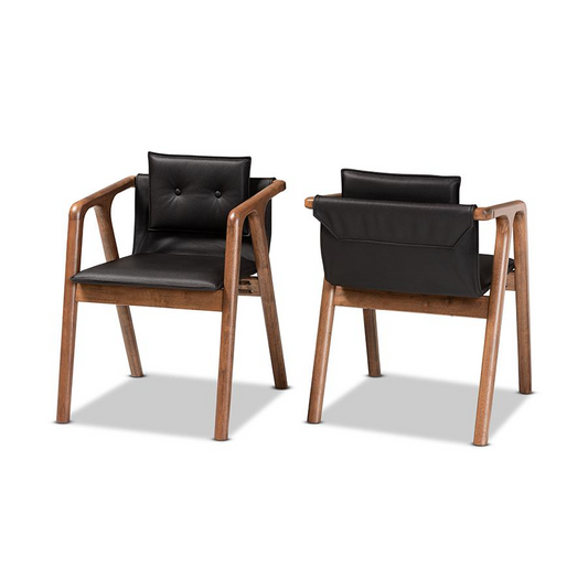 Marcena Dining Chair, Black/Walnut (Set of 2)