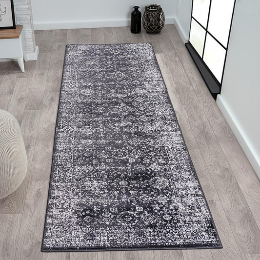 Chadwick Vintage Runner Rug, Black/Cream