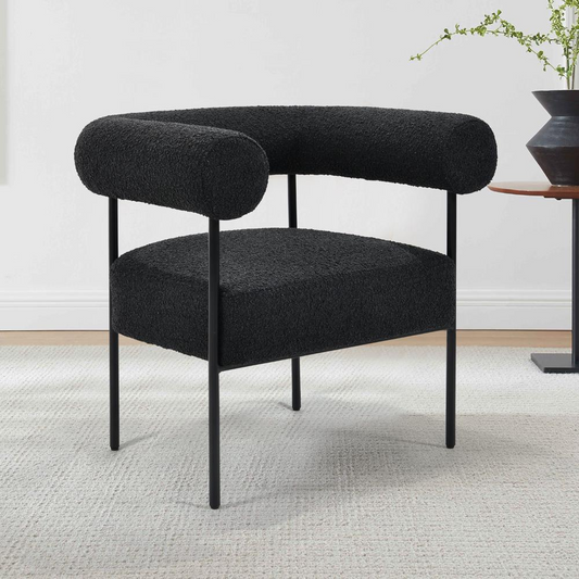 Shena Boucle Fabric Accent Chair, Black