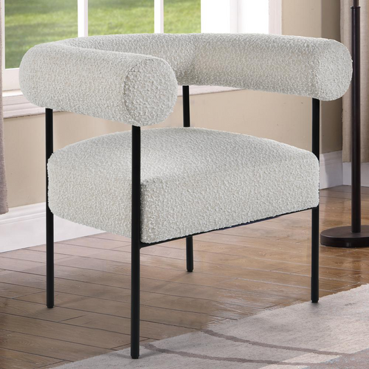 Shena Boucle Fabric Accent Chair, Cream