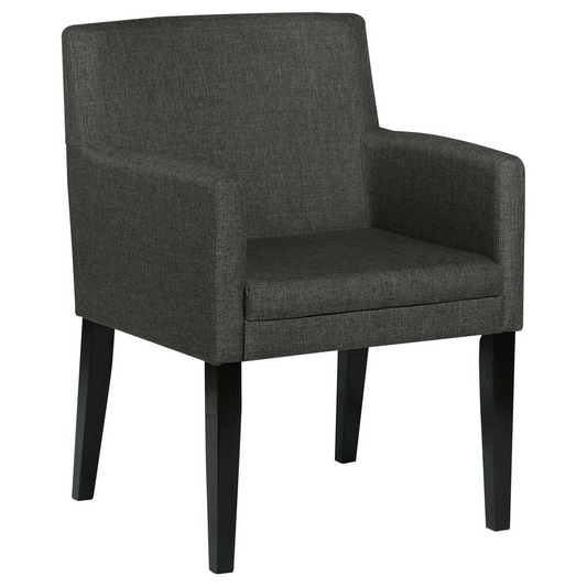 Catherine Upholstered Dining Chair, Charcoal Grey/Black (Set of 2)